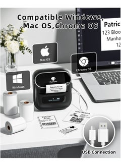 phomemo M220 Label Maker, 75mm Barcode Label Printer, Portable Sticker Maker Machine for Barcode, Name, Address, Mailing, Small Business, Compatible with Phone/PC, Support Arabic and English (Black)  - Image 4