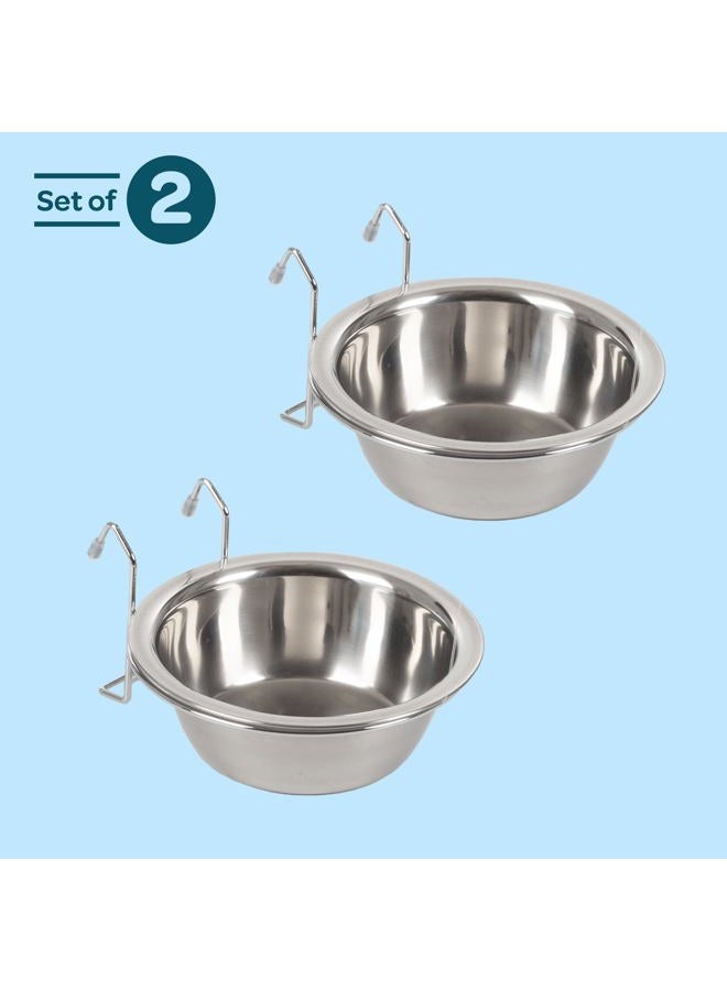PETMAKER Stainless Steel Hanging Pet Bowls for Dogs and Cats- Cage, Kennel, and Crate Feeder Dish for Food and Water, Silver, 20oz, set of 2 - Image 2
