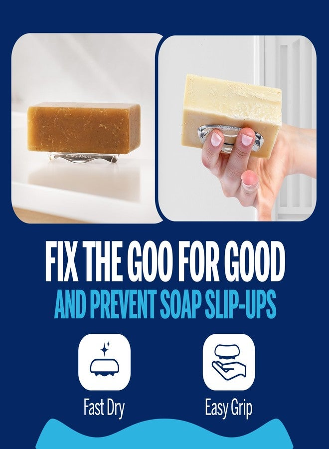 SoapStandle Bar Soap Gripper No Goo or Mess Soap Holder for Bath and Showers - Made from Post-Consumer Plastic, Handy, 2-Pack, Clear - Image 2