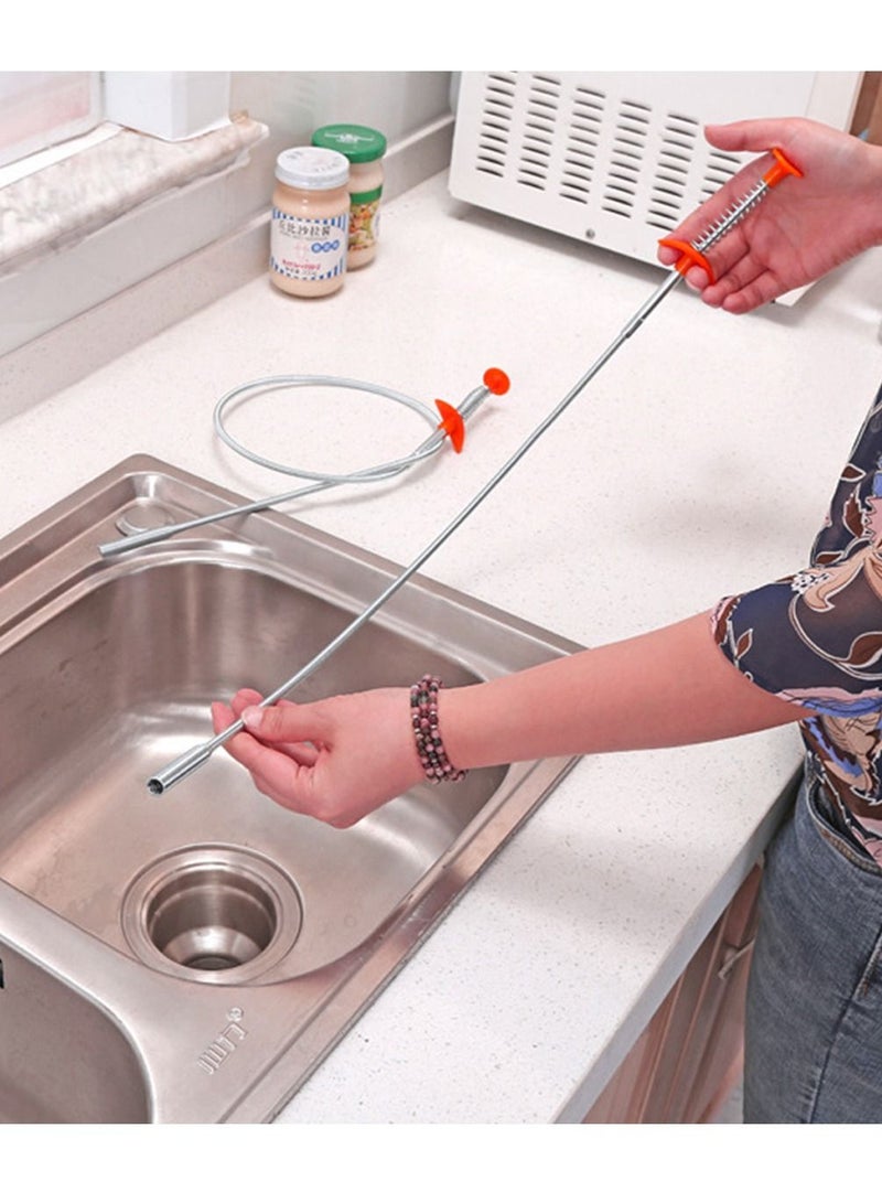 Cleaning Claw Sink Unblocker Wire Bendable Drain Relief Hair Catcher Clog Remover Bathroom,Kitchen,Toilet,Basin 60cm Stainless Steel Multifunctional  - Image 2