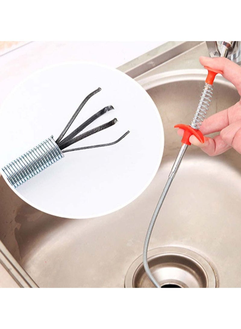 Cleaning Claw Sink Unblocker Wire Bendable Drain Relief Hair Catcher Clog Remover Bathroom,Kitchen,Toilet,Basin 60cm Stainless Steel Multifunctional  - Image 1