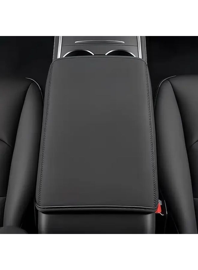Tesla Model 3 Y Center Console Armrest Cover Protector Waterproof Black - Image 1