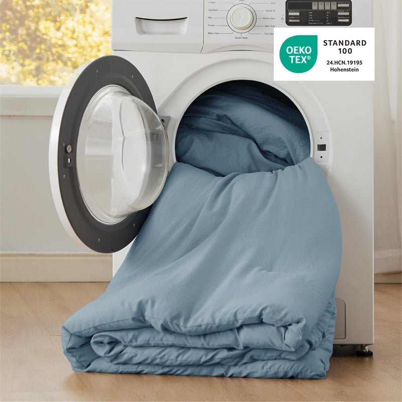 Bedsure King Comforter Set, Dusty Blue Soft Prewashed Bedding for All Seasons, 3 Pieces GentleSoftâ„¢ Bed Set, 1 Lightweight Comforter (104"x90") and 2 Pillowcases (20"x36") - Image 5