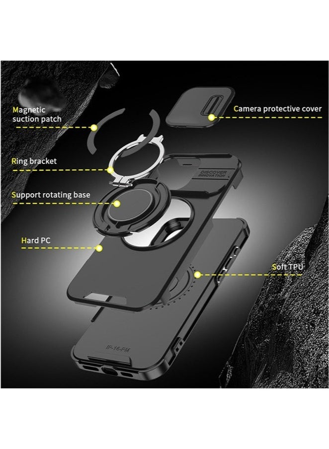 KENSUO iPhone 16 Pro Max Magsafe Case Cover with Slide Camera Cover, with Build in 360° Invisible Stand, Shockproof  Grade Drop Protection Cover Case Magnetic Magsafe Cover for iPhone 16 Pro Max  - Image 5
