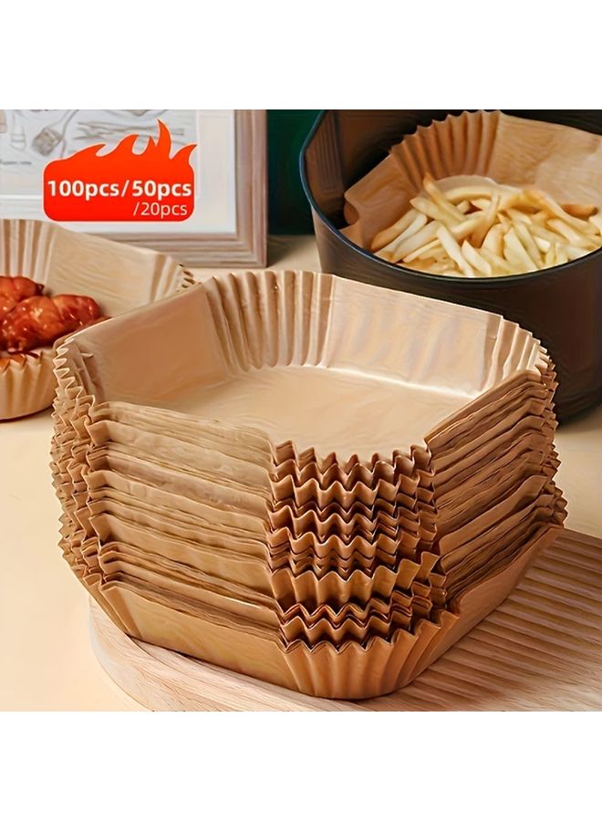 50 Pcs Disposable Non Stick Air Fryer Paper Linings Round Baking Parchment For Microwave Oven - Image 3