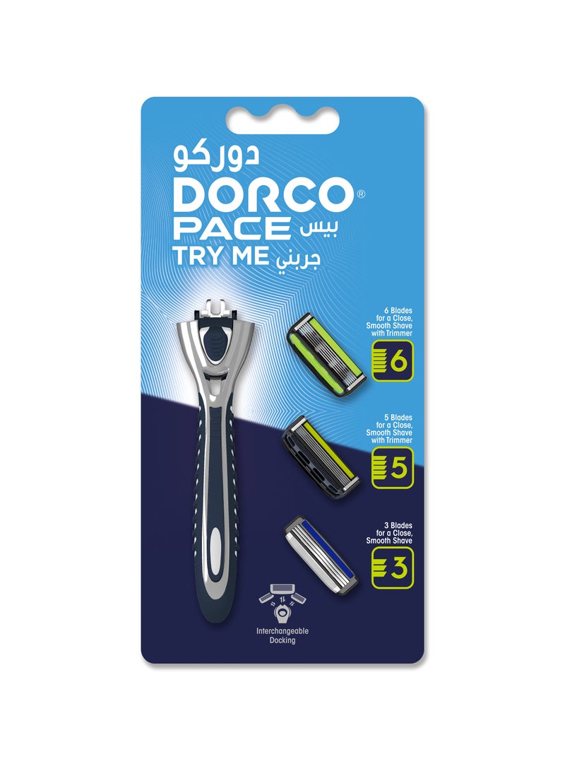 DORCO نظام شفرات الحلاقة للرجال بايس تري مي مع 3 خراطيش - Image 2