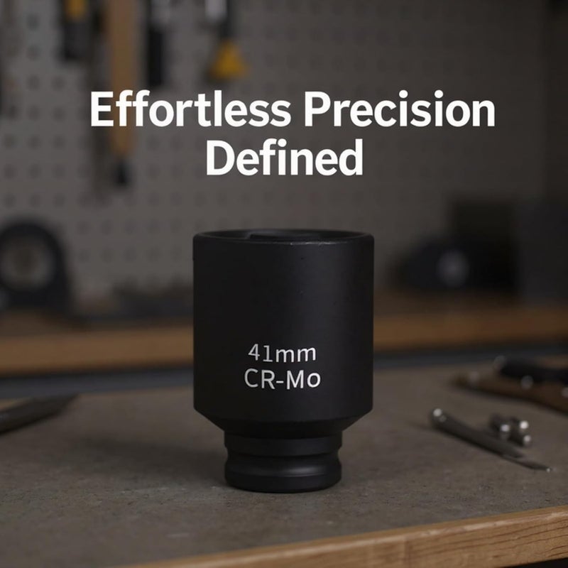 1/2 Inch Drive 41Mm Impact Socket, Cr-Mo Alloy Steel, 6-Point Hex, 3.1 in Height, Socket, Corrosion-Resistant for Electric Wrenches - Image 4