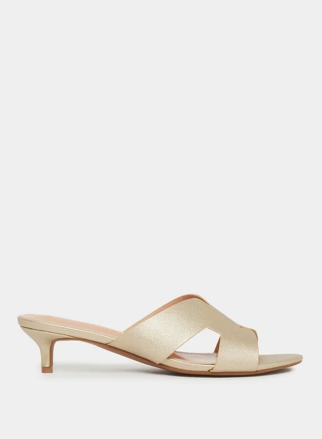 Styli Wide Strap Low Heel Mules