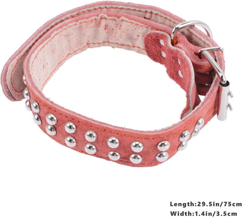 GALPADA Adjustable Soft Leather Dog Collar 3.5cm Wide Bite-Resistant Pet Neck Collar for Medium and Large Dogs Suitable for Daily Use - Image 2
