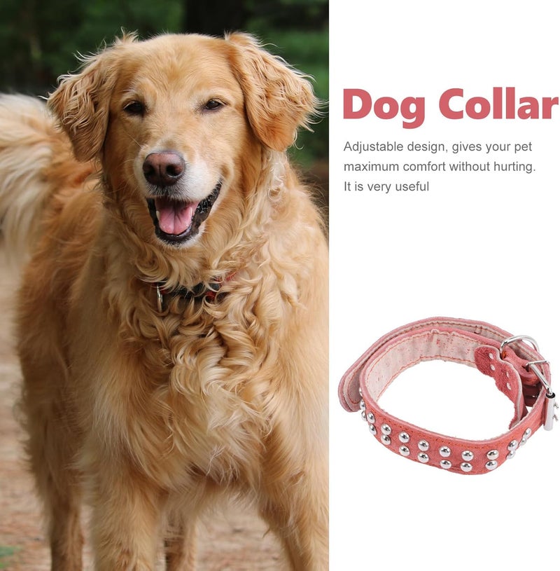 GALPADA Adjustable Soft Leather Dog Collar 3.5cm Wide Bite-Resistant Pet Neck Collar for Medium and Large Dogs Suitable for Daily Use - Image 3
