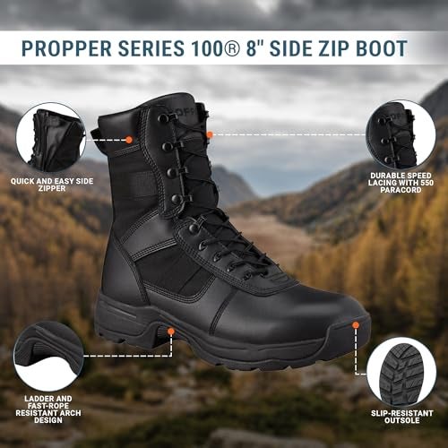 Propper Men's Series 100 8" Side Zip Boot Military and Tactical, Black, 8 - Image 4