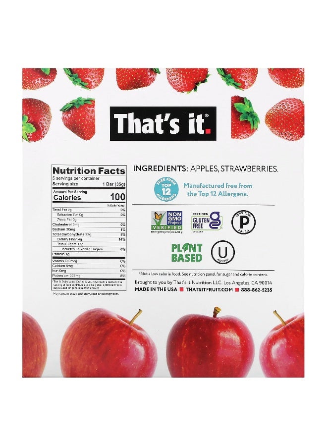 That's it. That's It, Fruit Bar, Apple + Strawberries, 5 Bars, 1.2 oz (35 g) Each (Packaging may vary) - Image 2