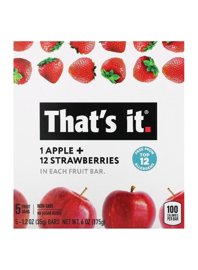 That's it. That's It, Fruit Bar, Apple + Strawberries, 5 Bars, 1.2 oz (35 g) Each (Packaging may vary) - Image 1
