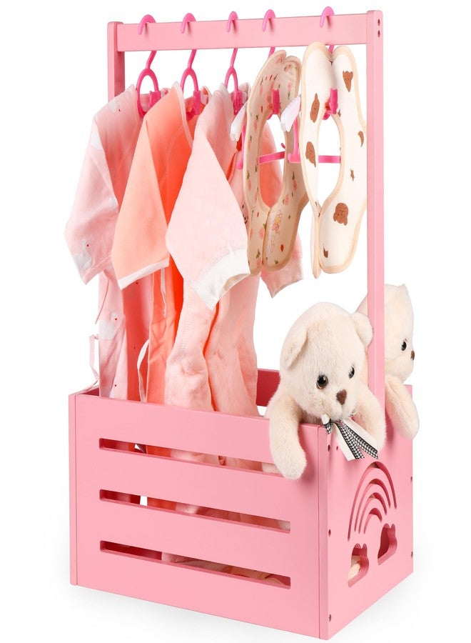 Lavuash Wooden Baby Shower Crate Closet – with Handle, Smooth Surface & Round Edges – Textured Natural Wood - New Born Welcome Gift Hamper for Boys & Girls - Pregnancy Gifts for New Parents (Baby Pink) - Image 1