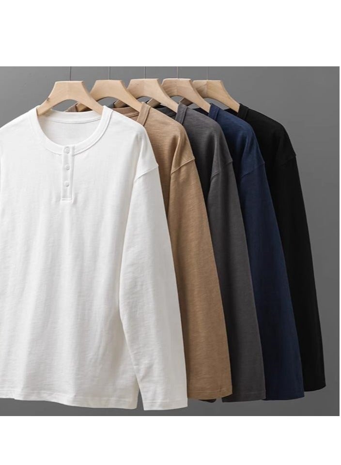 Men's Pure Cotton Long Sleeved 400G Heavyweight T-Shirt Sweatshirt - Image 3