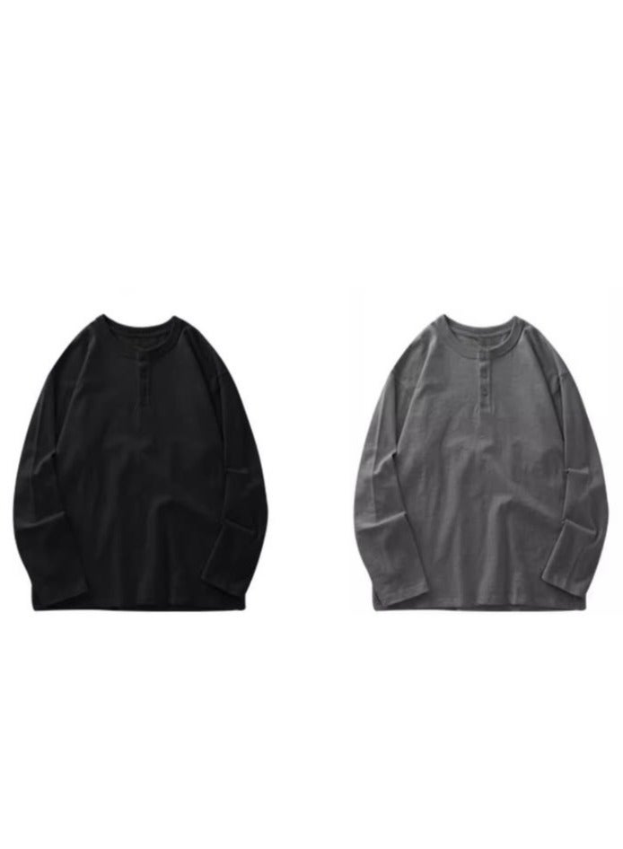 Men's Pure Cotton Long Sleeved 400G Heavyweight T-Shirt Sweatshirt - Image 2