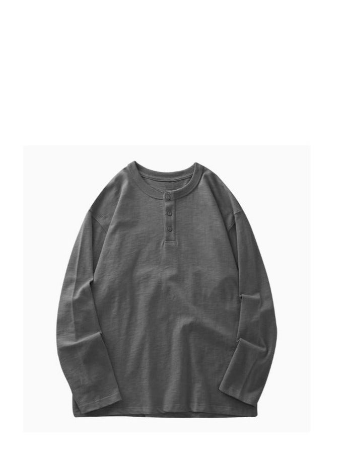 Men's Pure Cotton Long Sleeved 400G Heavyweight T-Shirt Sweatshirt - Image 1