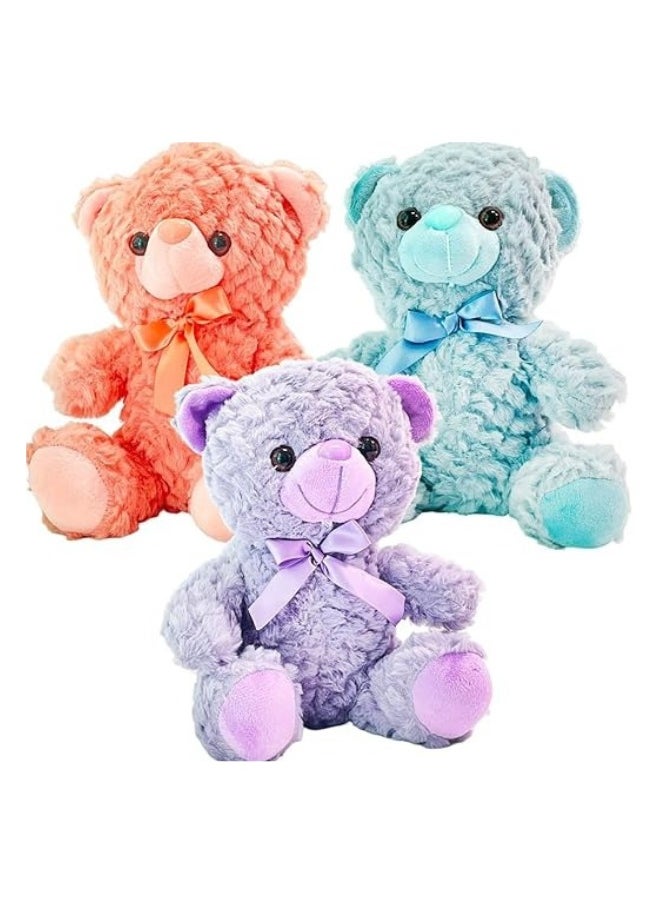 Lukadah Teddy Bear Plush Stuffed Toys, Kids Soft Plushie Animal Doll, Birthday Gift, Boys Girls, Adorable Stuffed,Nursery Decorate For Kids, Toddlers, Birthday, Baby Shower, Anniversary (Pack of 3)  - Image 1