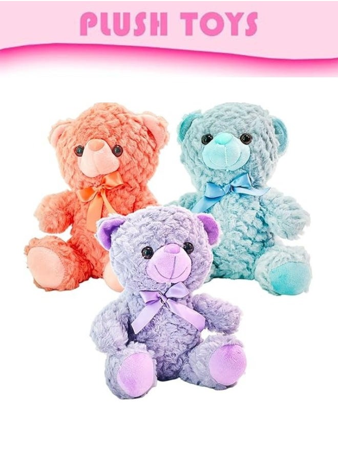 Lukadah Teddy Bear Plush Stuffed Toys, Kids Soft Plushie Animal Doll, Birthday Gift, Boys Girls, Adorable Stuffed,Nursery Decorate For Kids, Toddlers, Birthday, Baby Shower, Anniversary (Pack of 3)  - Image 2