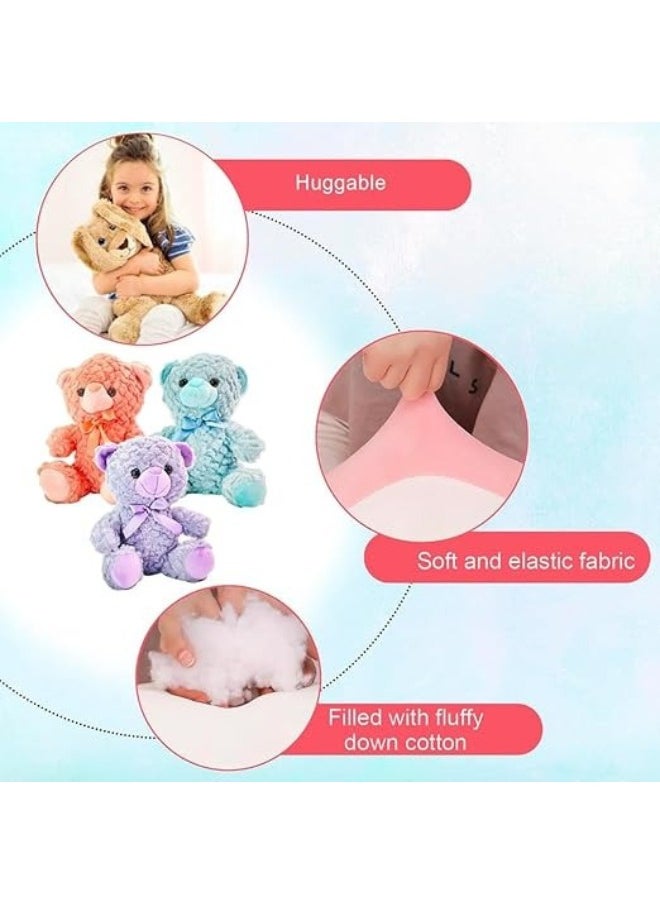 Lukadah Teddy Bear Plush Stuffed Toys, Kids Soft Plushie Animal Doll, Birthday Gift, Boys Girls, Adorable Stuffed,Nursery Decorate For Kids, Toddlers, Birthday, Baby Shower, Anniversary (Pack of 3)  - Image 3