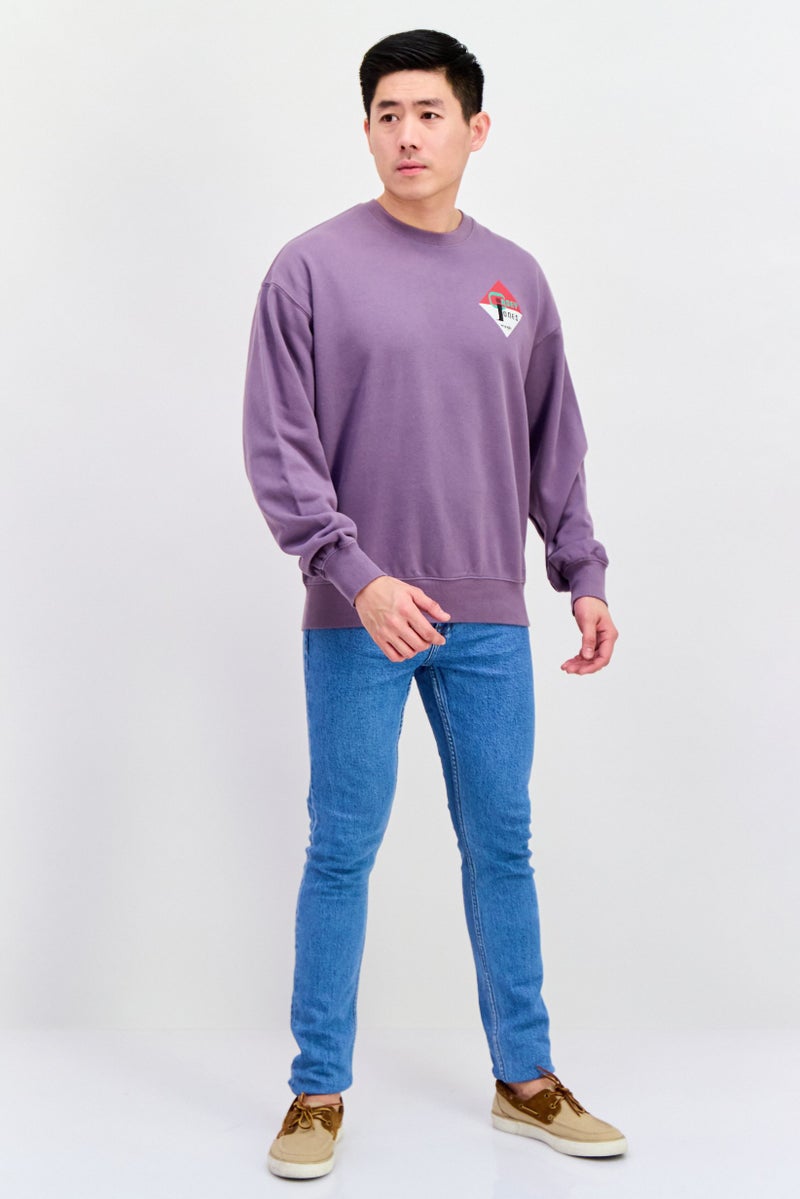 Wrangler Men Crew Neck Long Sleeve Graphic Sweatshirt, Purple - Image 4