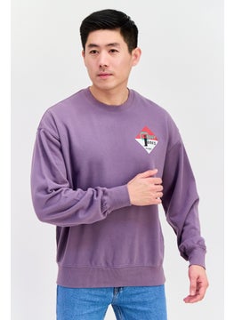 Wrangler Men Crew Neck Long Sleeve Graphic Sweatshirt, Purple  - Image 1