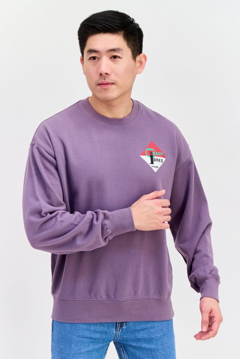 Wrangler Men Crew Neck Long Sleeve Graphic Sweatshirt, Purple - Image 1