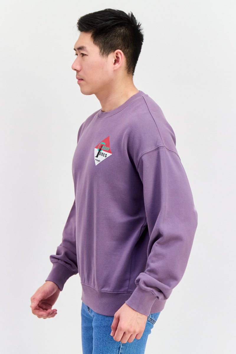 Wrangler Men Crew Neck Long Sleeve Graphic Sweatshirt, Purple - Image 2