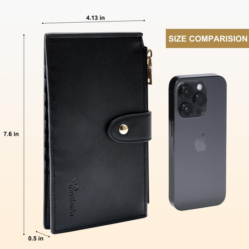 Travelambo RFID Wallet Women Large Size Bifold Multi Card Wallet Case with Zipper Pocke Credit Card Holder for Women - Image 3