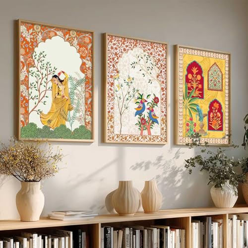 kotart Traditional Wall Art Painting With Frame | Madhubani Paintings Home Decoration For Living Room Bed Room Hotel Wall Decor Digital Reprint Set of 3 (13x17 inch) - Image 3