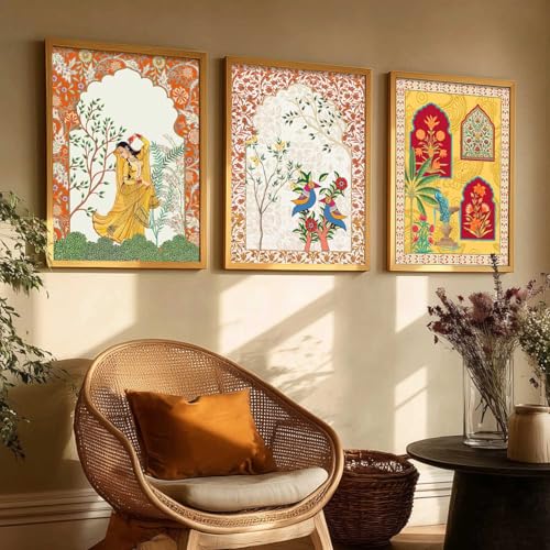 kotart Traditional Wall Art Painting With Frame | Madhubani Paintings Home Decoration For Living Room Bed Room Hotel Wall Decor Digital Reprint Set of 3 (13x17 inch) - Image 5