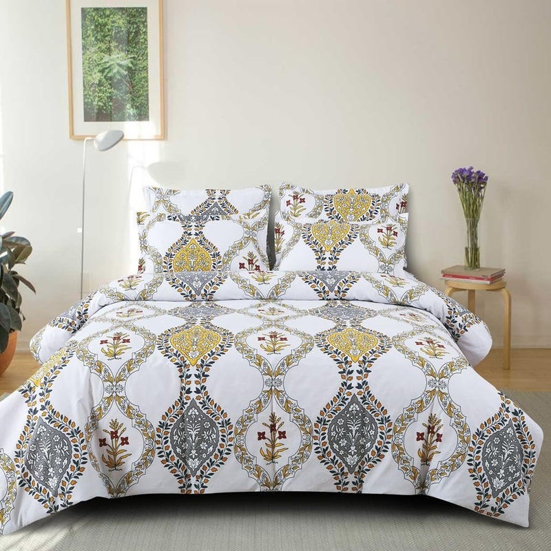 Laying Style™ Soft Glace Cotton King Size Duvet Cover II Razai Cover II Quilt Cover for Double Bed Size with Zipper (Dohars) 90x100 inch- Multicolor - Image 1