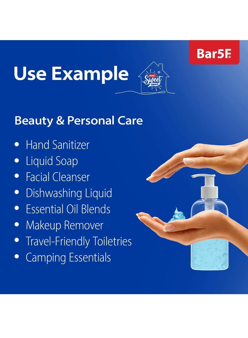 Bar5F Bar5F Plastic Bottles with Pump Dispenser, 8 oz | Leak Proof, Empty, Clear Refillable, BPA Free for Body Wash, Moisturizer, Face Cream, Liquid Soap | Black & White Pumping Caps | Set of 2 - Image 4