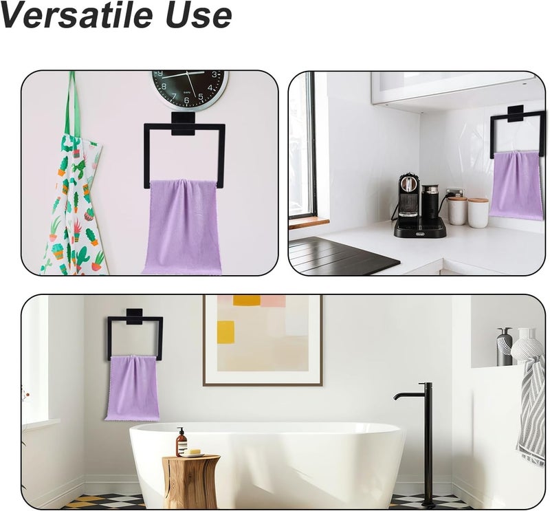 Matte black square concealed screw Wall towel ring - Image 5