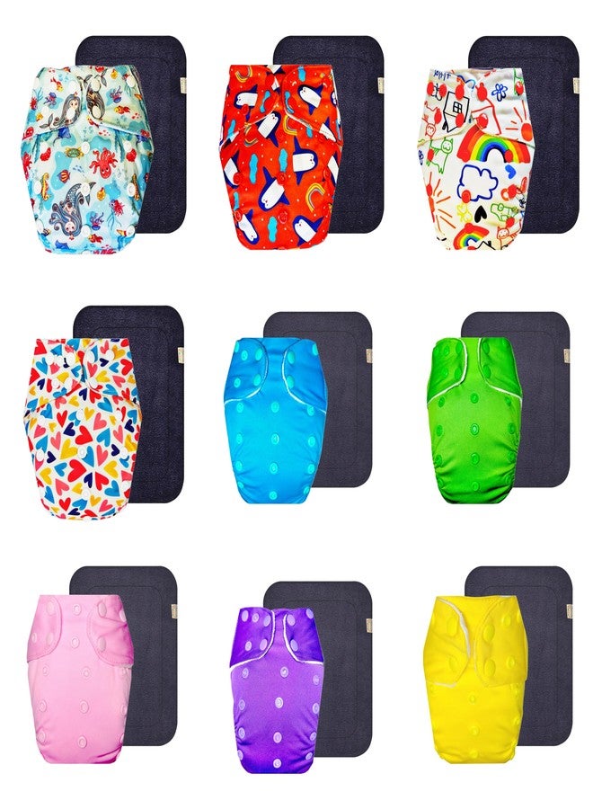 Dumbledo Premium Cloth Diaper with Gray Insert (Pack of 9) | Snug Fit | Leakproof | Travel Friendly | Perfect for Indian Summers | 3 Months - 3 Years | Unisex Baby - Image 1