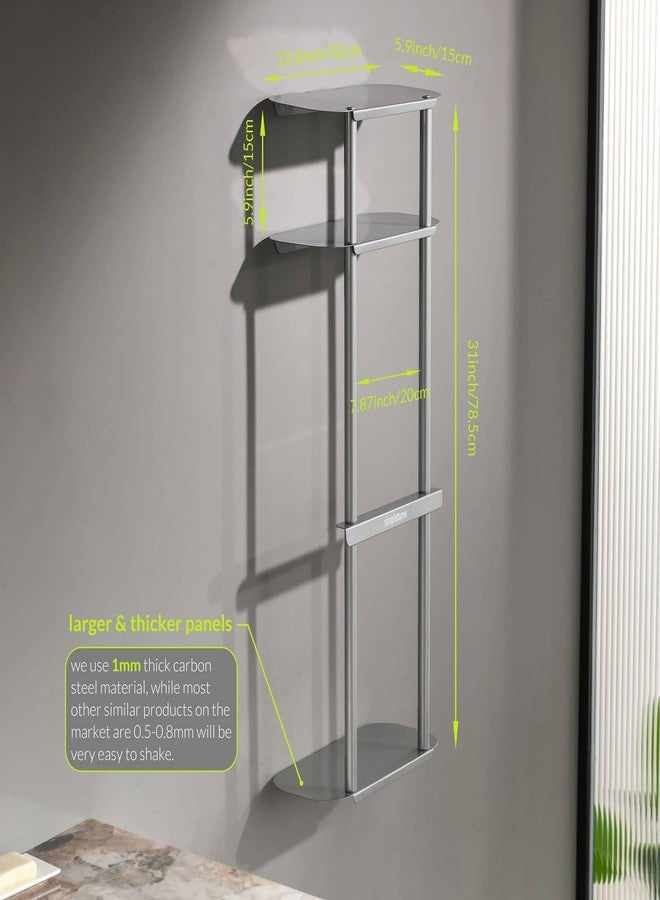 simpletome Towel Racks for Bathroom Storage Shower Organizer 31 inch Wall Mounted with Shelves Can Holds 6 Large Towels Thickened Carbon Steel (Silver Grey) - Image 3