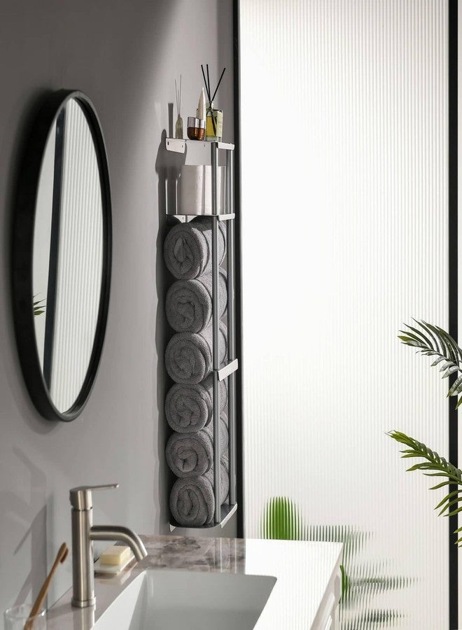 simpletome Towel Racks for Bathroom Storage Shower Organizer 31 inch Wall Mounted with Shelves Can Holds 6 Large Towels Thickened Carbon Steel (Silver Grey) - Image 5