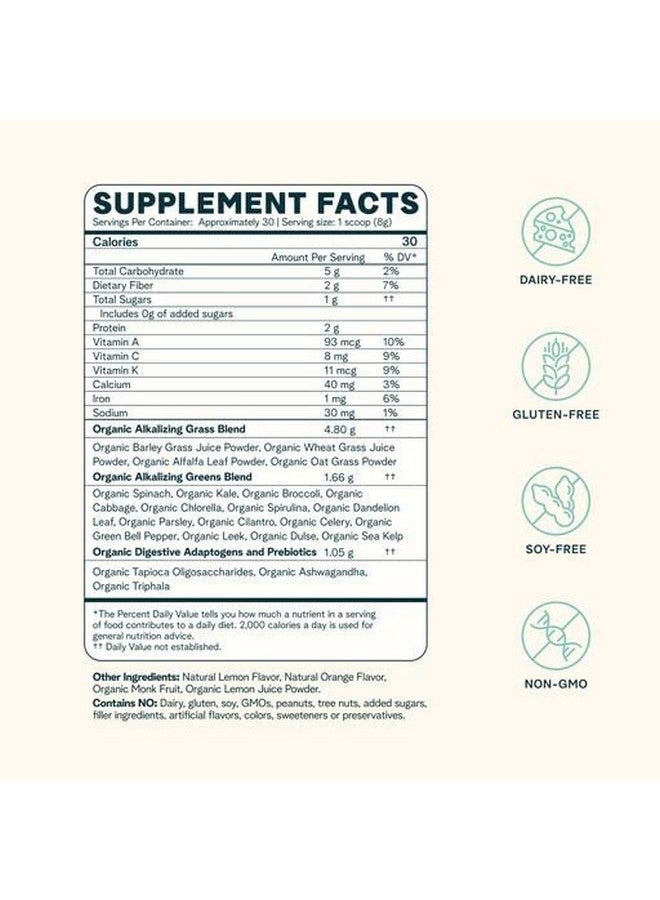 Ora Organic مسحوق أورغانيك جرينز - مشروب سوبر جرينز نباتي وخالي من الغلوتين وعضوي للطاقة وإزالة السموم | مضادات الأكسدة والأعشاب التكيفية | مزيج من أكثر من 20 نوع من الأطعمة الخارقة - نكهة الحمضيات، 30 حصة - Image 5