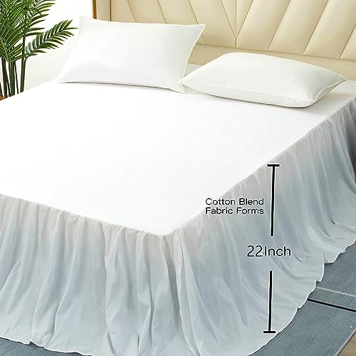TSUTOMI Bed Skirt Full Size Ruffled Bed Skirt with Split Corners, 22 Inch Drop Dust Ruffle Bed Skirts with Platform, Gathered Style, 100% Microfiber, White - Image 4
