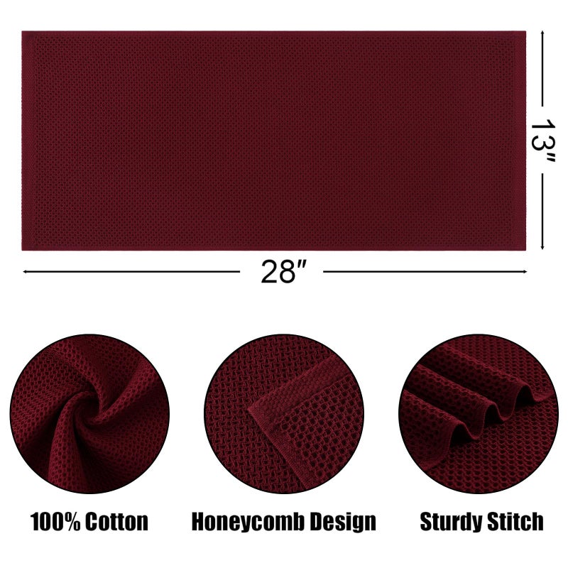 Kitinjoy 100% Cotton Waffle Weave Kitchen Hand Towels (13 X 28 Inches, Burgundy), 4-Pack Super Soft and Absorbent Dish Towel for Drying Dishes - Image 2
