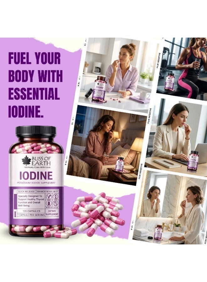 Bliss of Earth Iodine Capsules 120 Count, Potassium Iodide Dietary Supplement for Thyroid Support, Healthy Metabolism, Daily Wellness, Easy Swallow Capsules for Women & Men - Image 5
