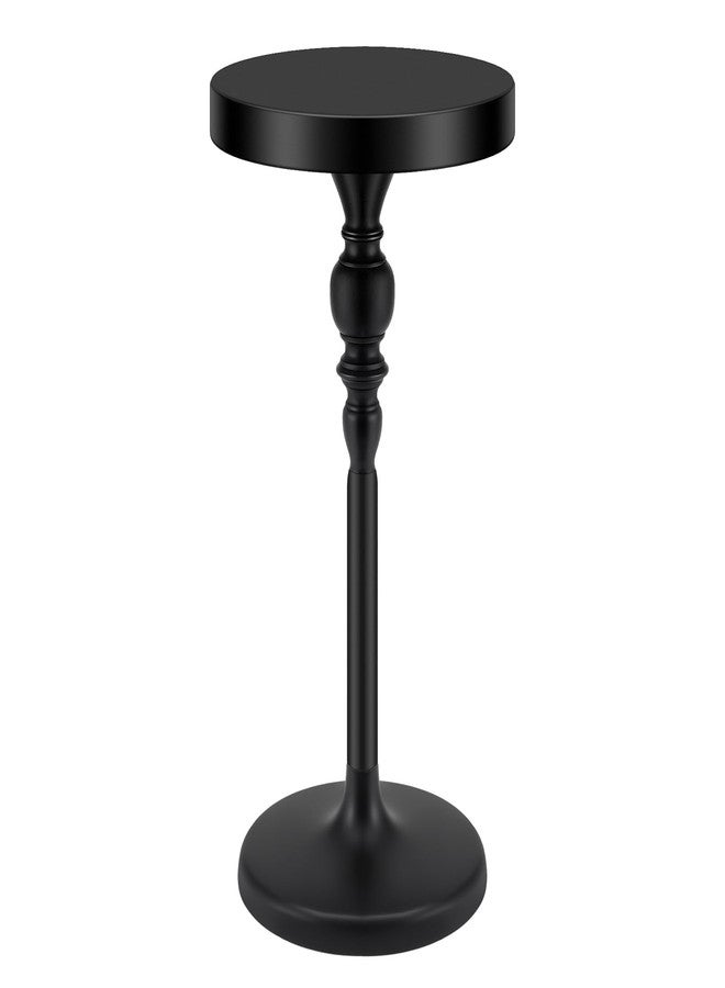 طاولة مارتيني معدنية سوداء من CroBlissful، مقاس 9.5 × 9.5 × 20.5 بوصة، طاولة مشروبات دائرية، مكتب جانبي مزخرف بقاعدة للمساحات الصغيرة، حامل مشروبات كوكتيل، رف جانبي صغير لغرفة المعيشة أو غرفة النوم - Image 1