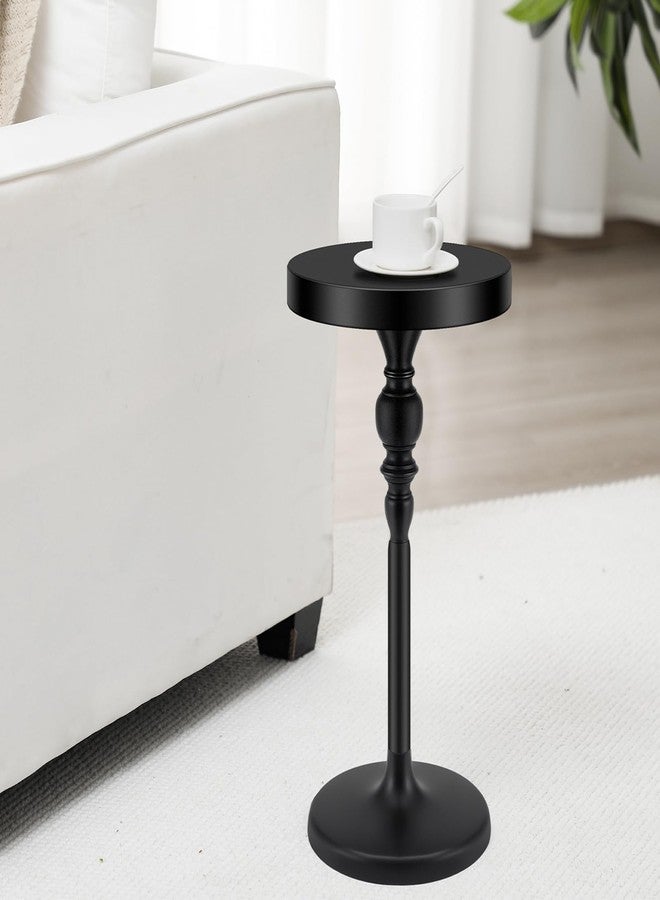 طاولة مارتيني معدنية سوداء من CroBlissful، مقاس 9.5 × 9.5 × 20.5 بوصة، طاولة مشروبات دائرية، مكتب جانبي مزخرف بقاعدة للمساحات الصغيرة، حامل مشروبات كوكتيل، رف جانبي صغير لغرفة المعيشة أو غرفة النوم - Image 2