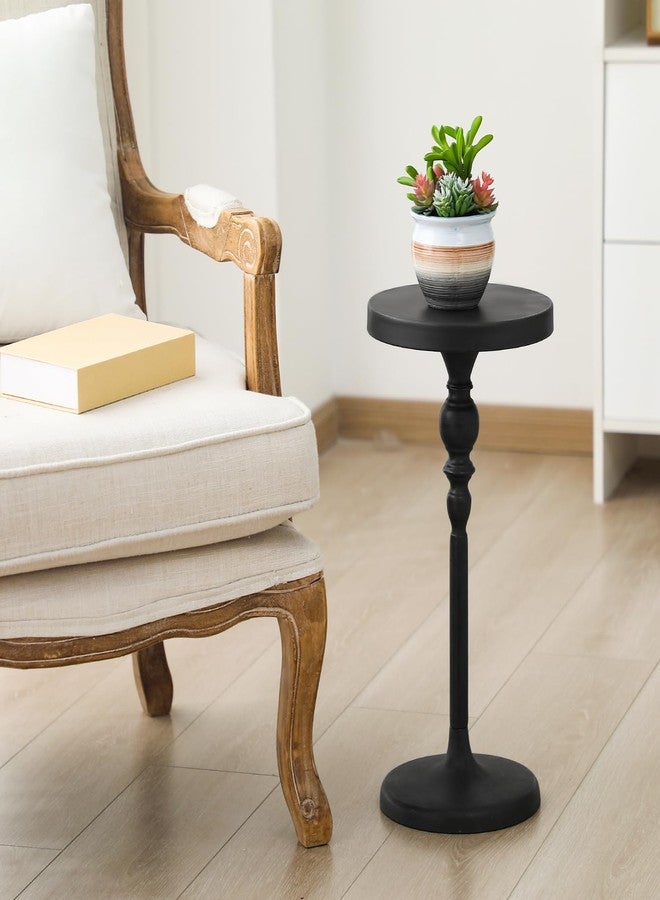 طاولة مارتيني معدنية سوداء من CroBlissful، مقاس 9.5 × 9.5 × 20.5 بوصة، طاولة مشروبات دائرية، مكتب جانبي مزخرف بقاعدة للمساحات الصغيرة، حامل مشروبات كوكتيل، رف جانبي صغير لغرفة المعيشة أو غرفة النوم - Image 5