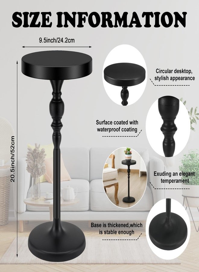 طاولة مارتيني معدنية سوداء من CroBlissful، مقاس 9.5 × 9.5 × 20.5 بوصة، طاولة مشروبات دائرية، مكتب جانبي مزخرف بقاعدة للمساحات الصغيرة، حامل مشروبات كوكتيل، رف جانبي صغير لغرفة المعيشة أو غرفة النوم - Image 3