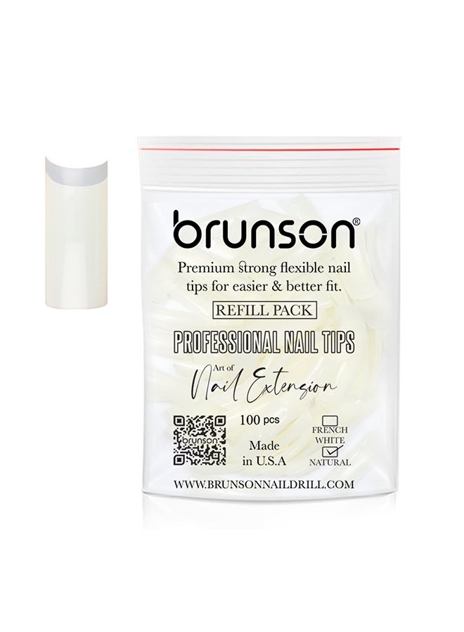 brunson أطراف أظافر صناعية كلاسيكية بيضاء فرنسية احترافية عبوة إعادة تعبئة 100 قطعة - مقاس 2، CLFCW2 - Image 1