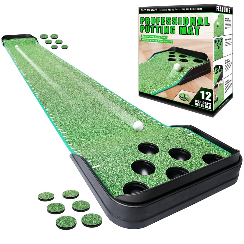 CHAMPKEY Golf Putting Green Indoor Advanced Guides Golf Putting Mat Enhance Putting Accuracy and Challenge
