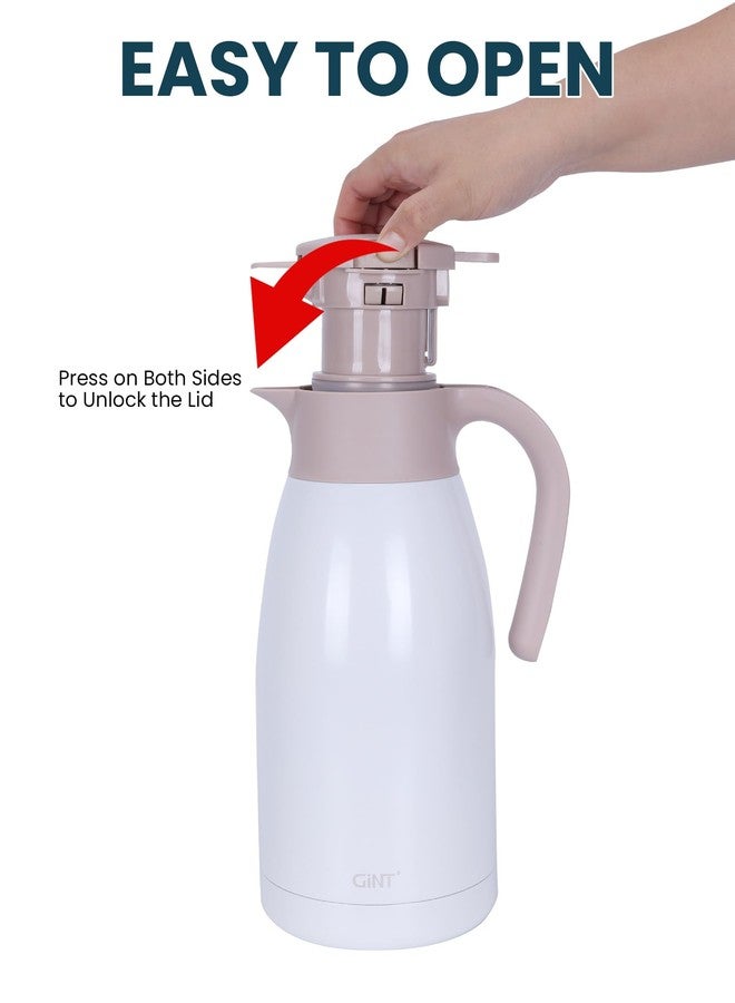 GiNT 1.9L / 64Oz Thermal Coffee Carafe, Insulated Stainless Steel Coffee Carafes for Keeping Hot/Double Walled Vacuum Thermal Carafe (White) - Image 5