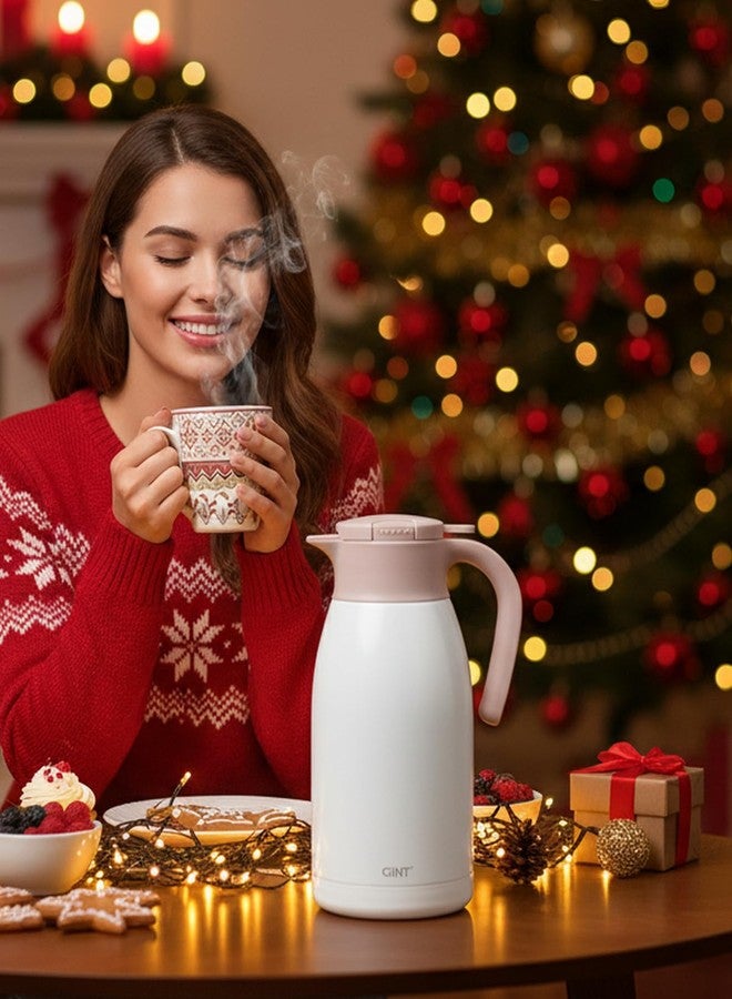 GiNT 1.9L / 64Oz Thermal Coffee Carafe, Insulated Stainless Steel Coffee Carafes for Keeping Hot/Double Walled Vacuum Thermal Carafe (White) - Image 2