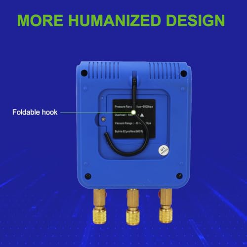 Z_جوده وثقه Z LT670 Digital Refrigerant Gauge Set with 92 Refrigerant Data, Dual Pressure Testing, Vacuum Leak Testing, and Backlit TFT LCD Display - Image 5